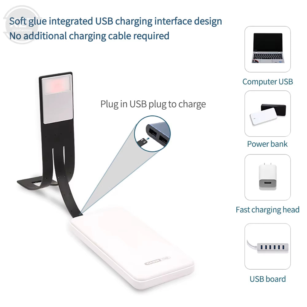 Compact Rechargeable LED Book Light for Reading Anywhere